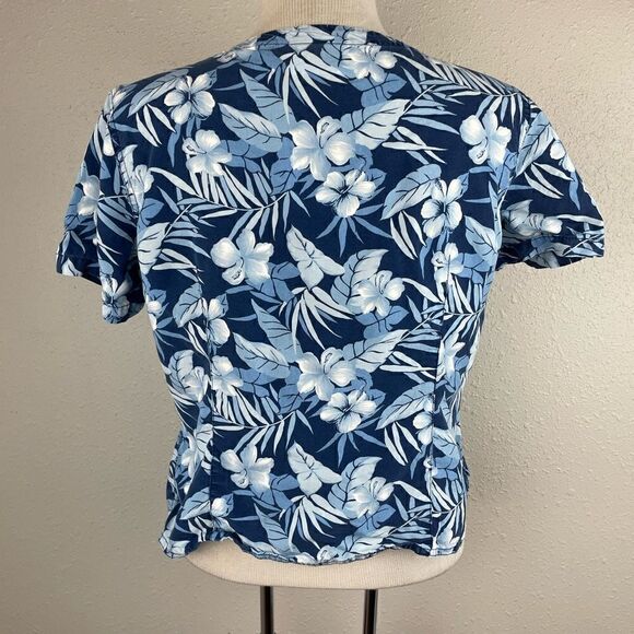 Liz Claiborne Cropped Floral Tencel Button Down Top Size M - Picture 5 of 6